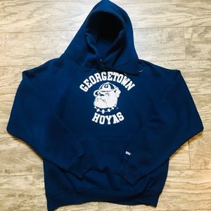 Vintage Georgetown Hoyas Hoodie Sweatshirt Navy XL